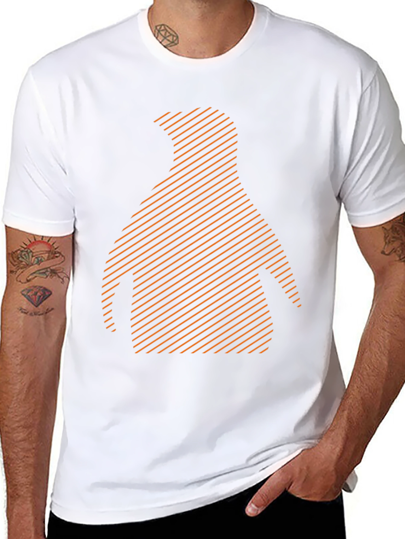 Stripped Penguin Graphic Tee - Casual Black T-Shirt