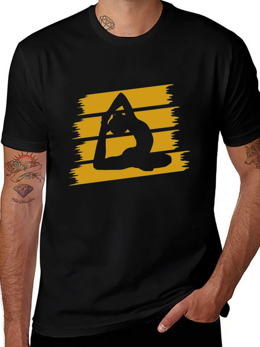 Yoga Pose Graphic Tee - Stylish Black Cotton T-Shirt