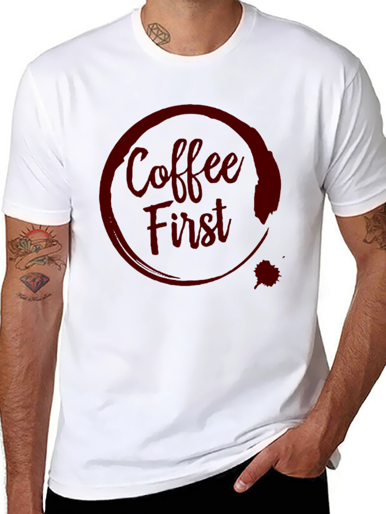 Coffee First T-Shirt - Dark Graphic Tee