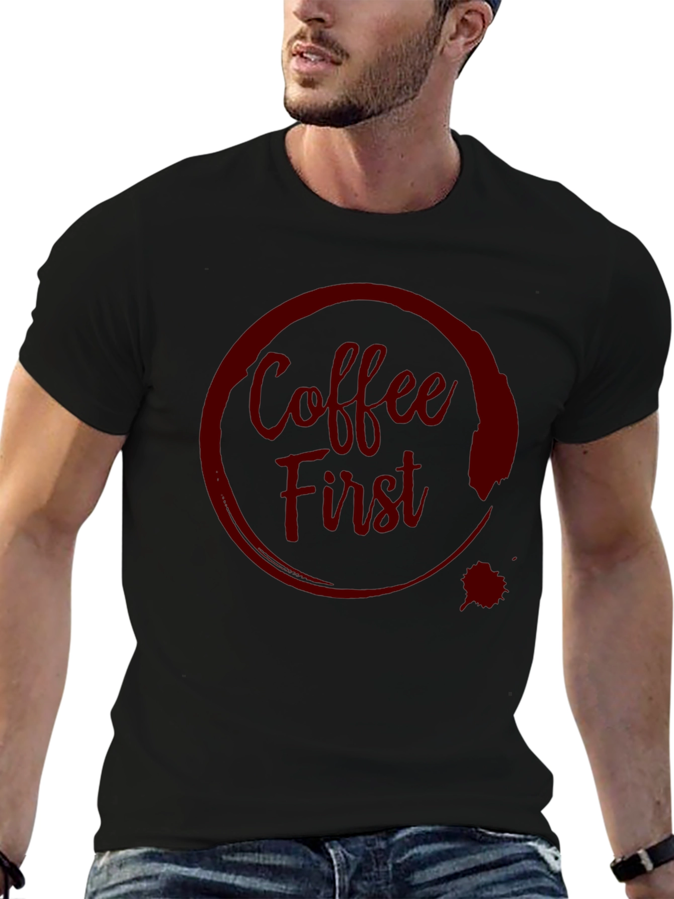 Coffee First T-Shirt - Dark Graphic Tee