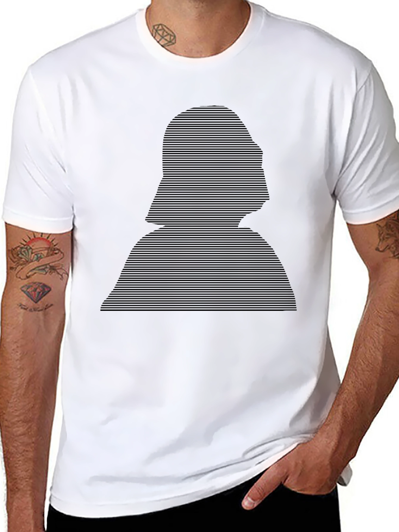 Darth Vader Silhouette Striped Black T-Shirt