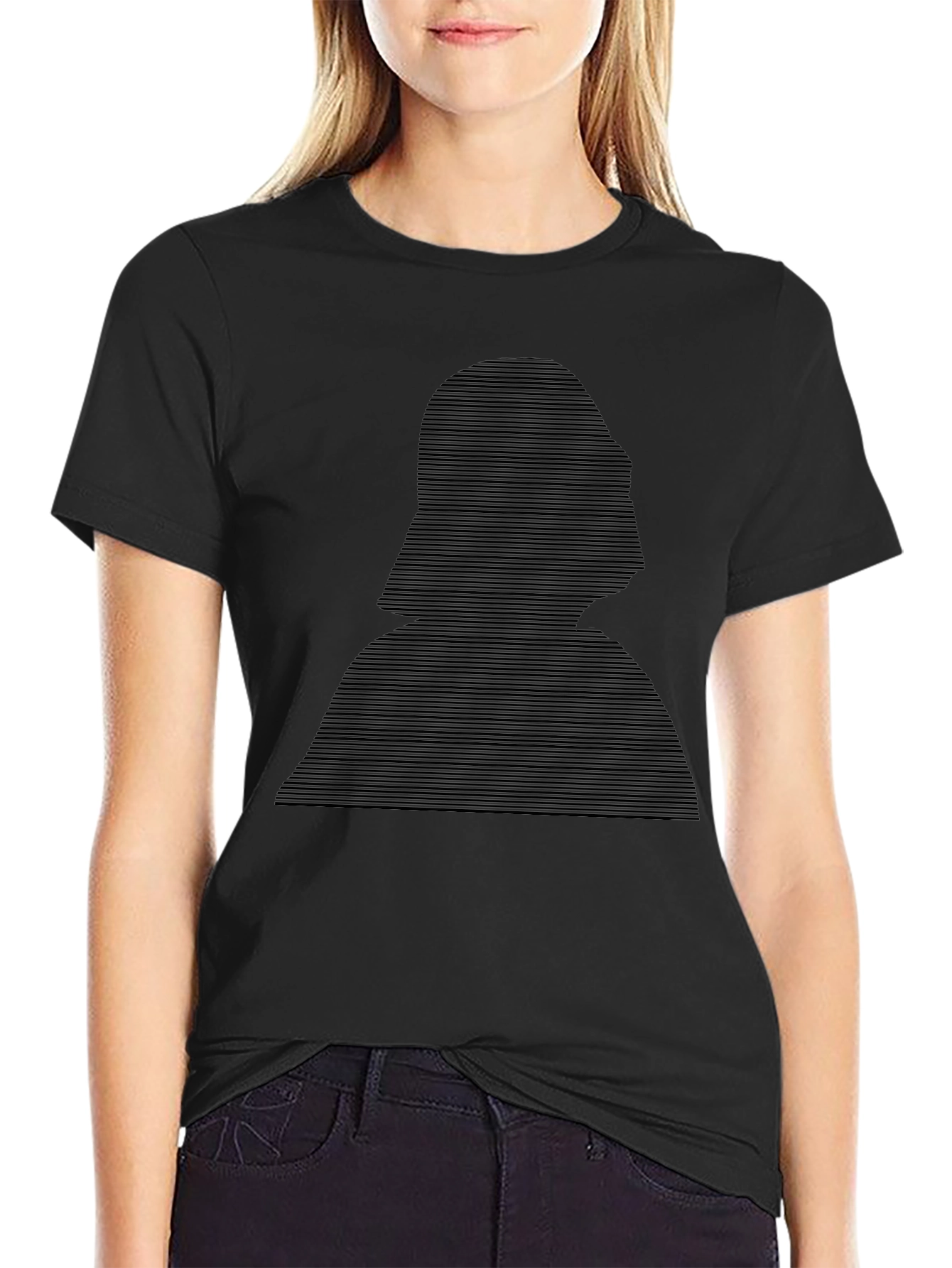 Darth Vader Silhouette Striped Black T-Shirt