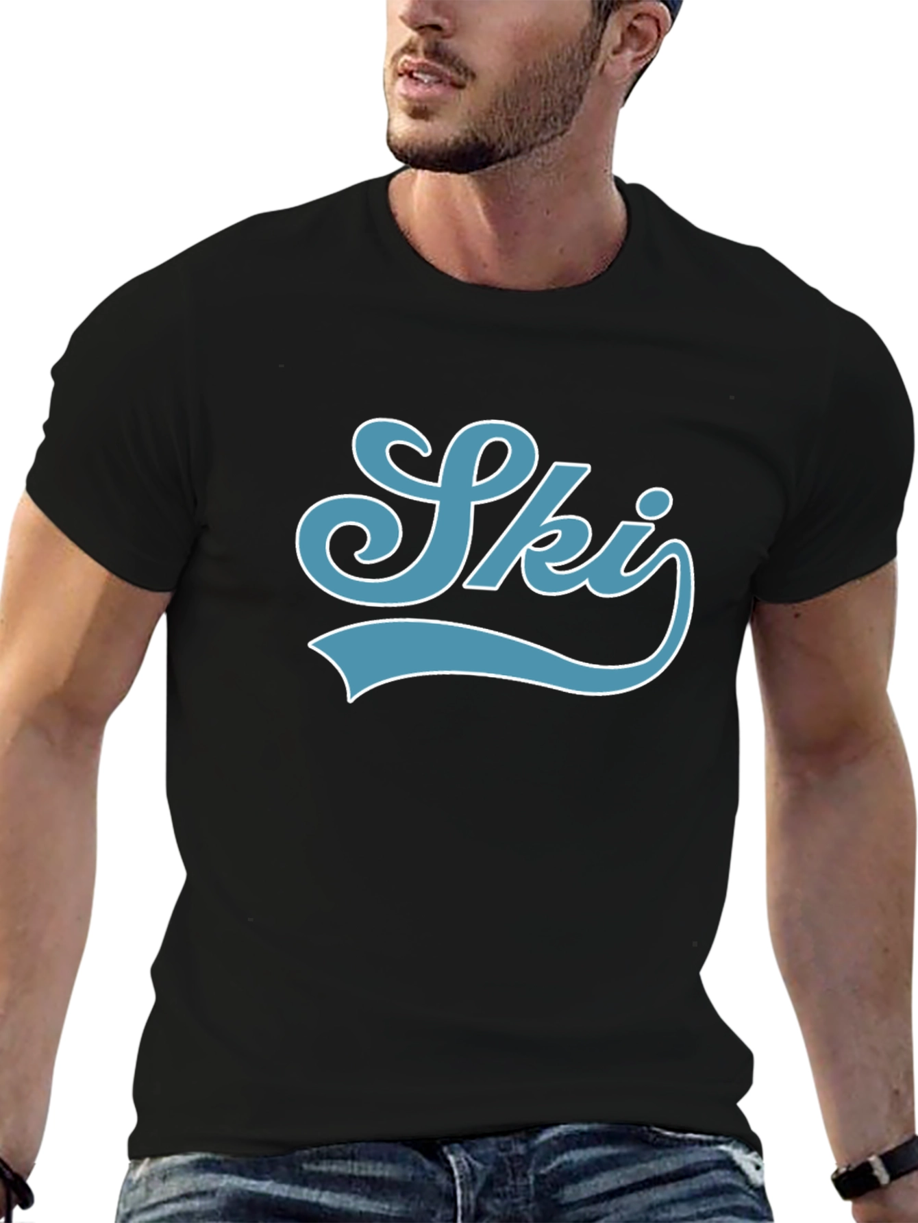 Retro Ski Graphic T-Shirt - Black
