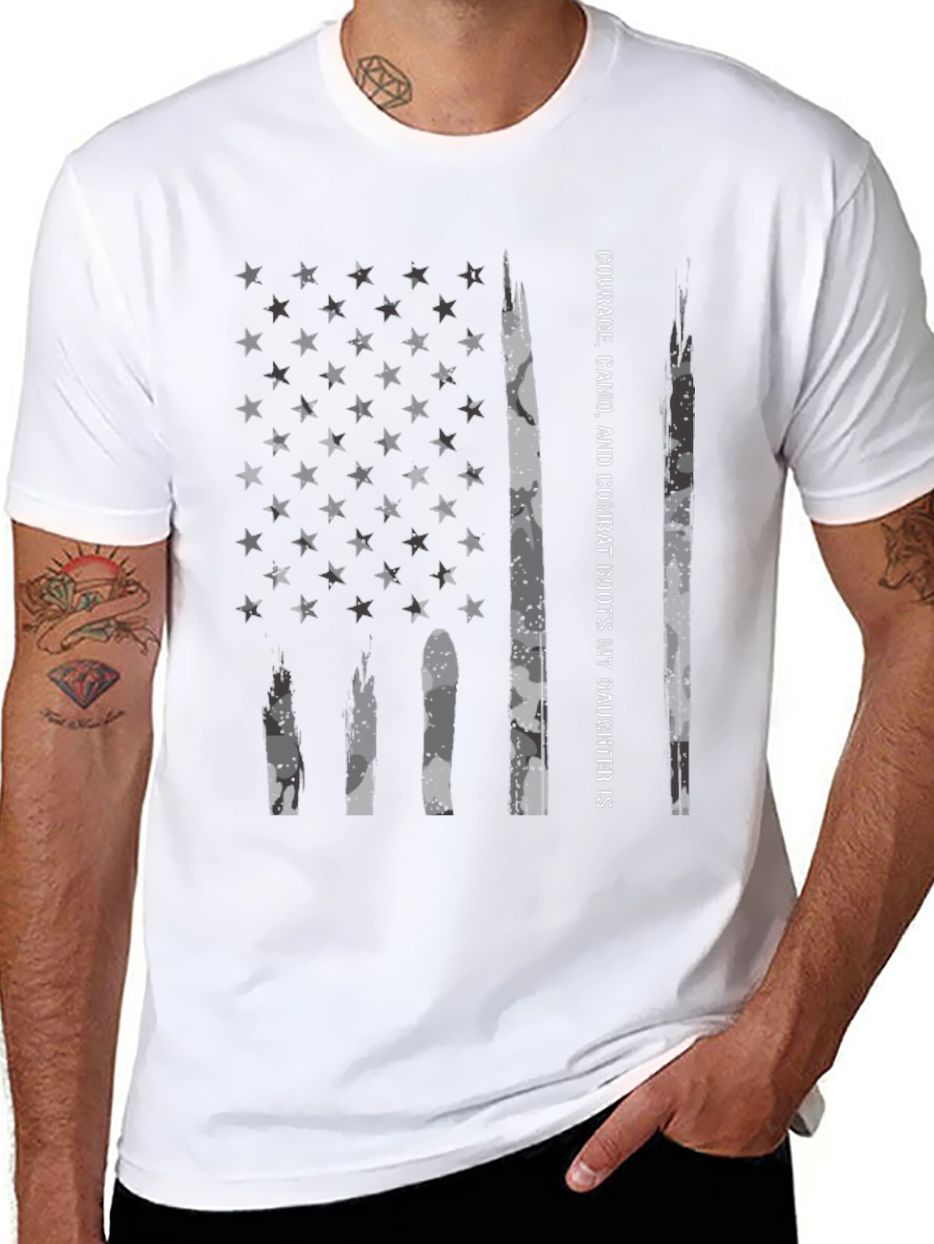 Courage Camo Daughter American Flag T-Shirt