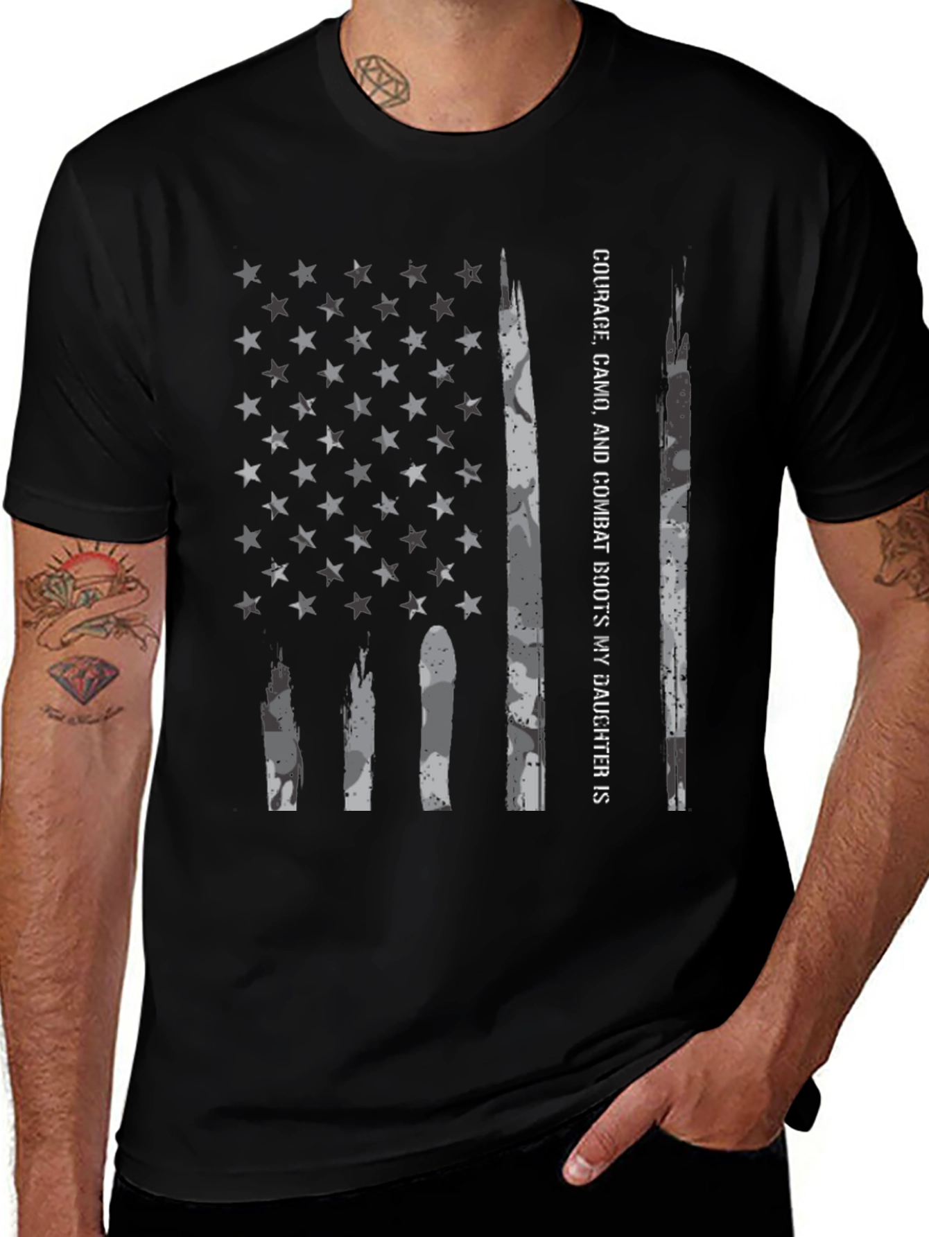Courage Camo Daughter American Flag T-Shirt