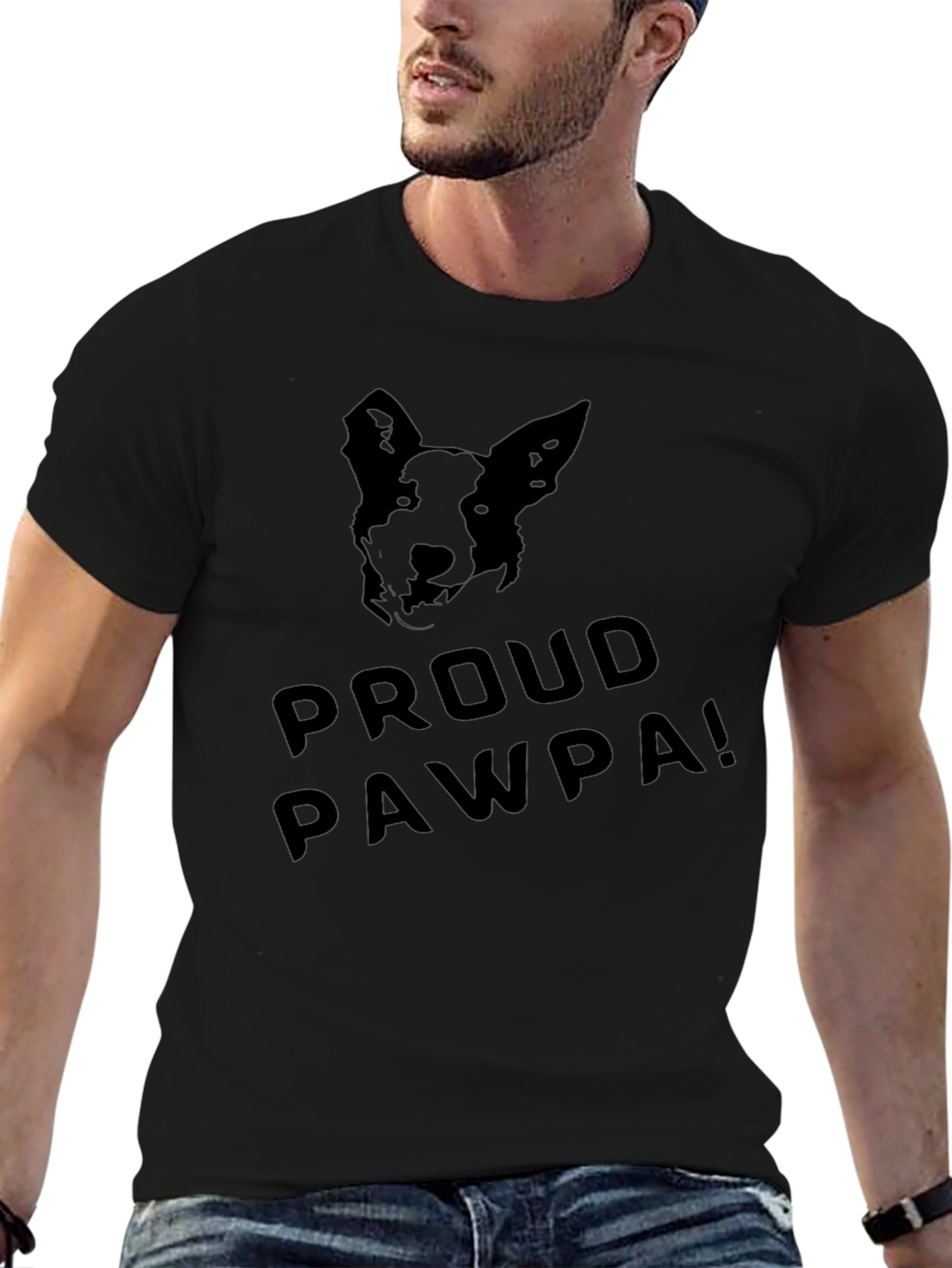 Proud Pawpa Dog Graphic Tee - Black