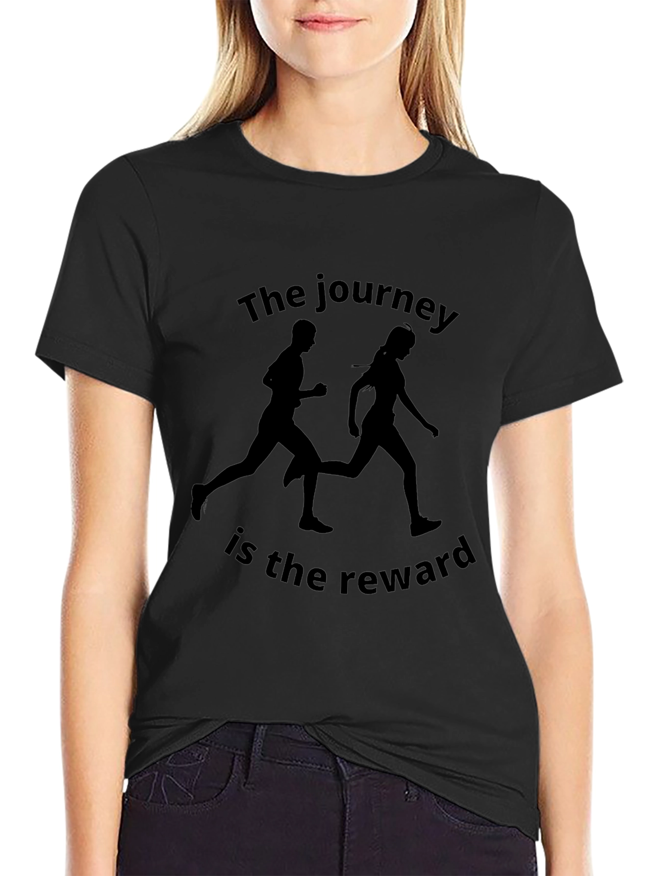 Motivation Black Graphic Tee: The Journey is the Reward