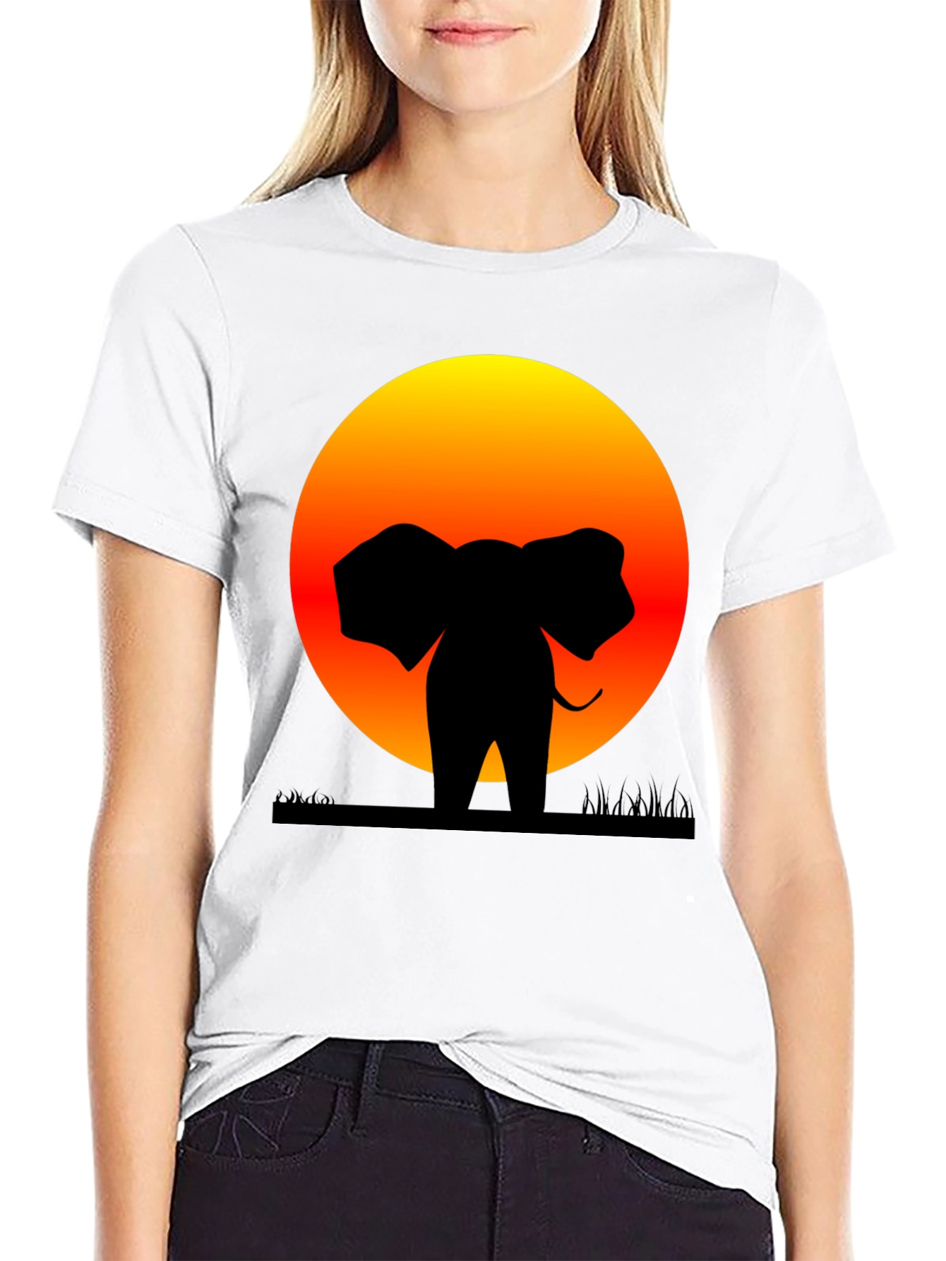 Elephant Sunset Graphic Tee - Stylish Black T-Shirt