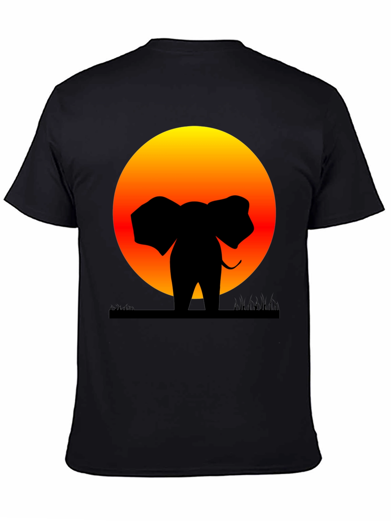 Elephant Sunset Graphic Tee - Stylish Black T-Shirt