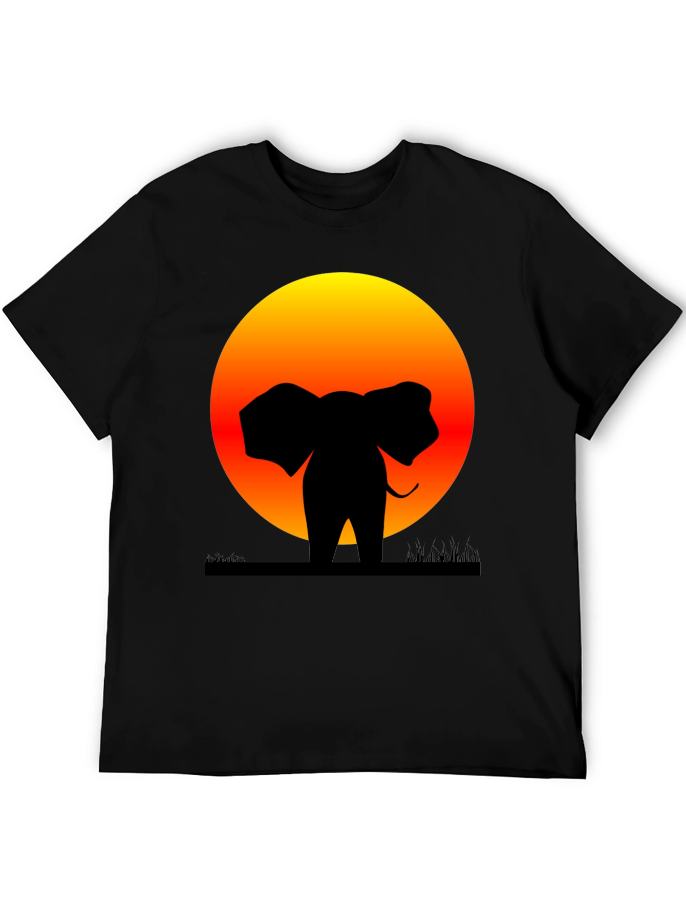 Elephant Sunset Graphic Tee - Stylish Black T-Shirt