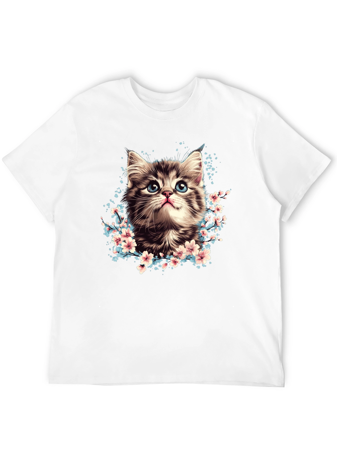 Cute Kitten T-Shirt - Floral Cat Tee