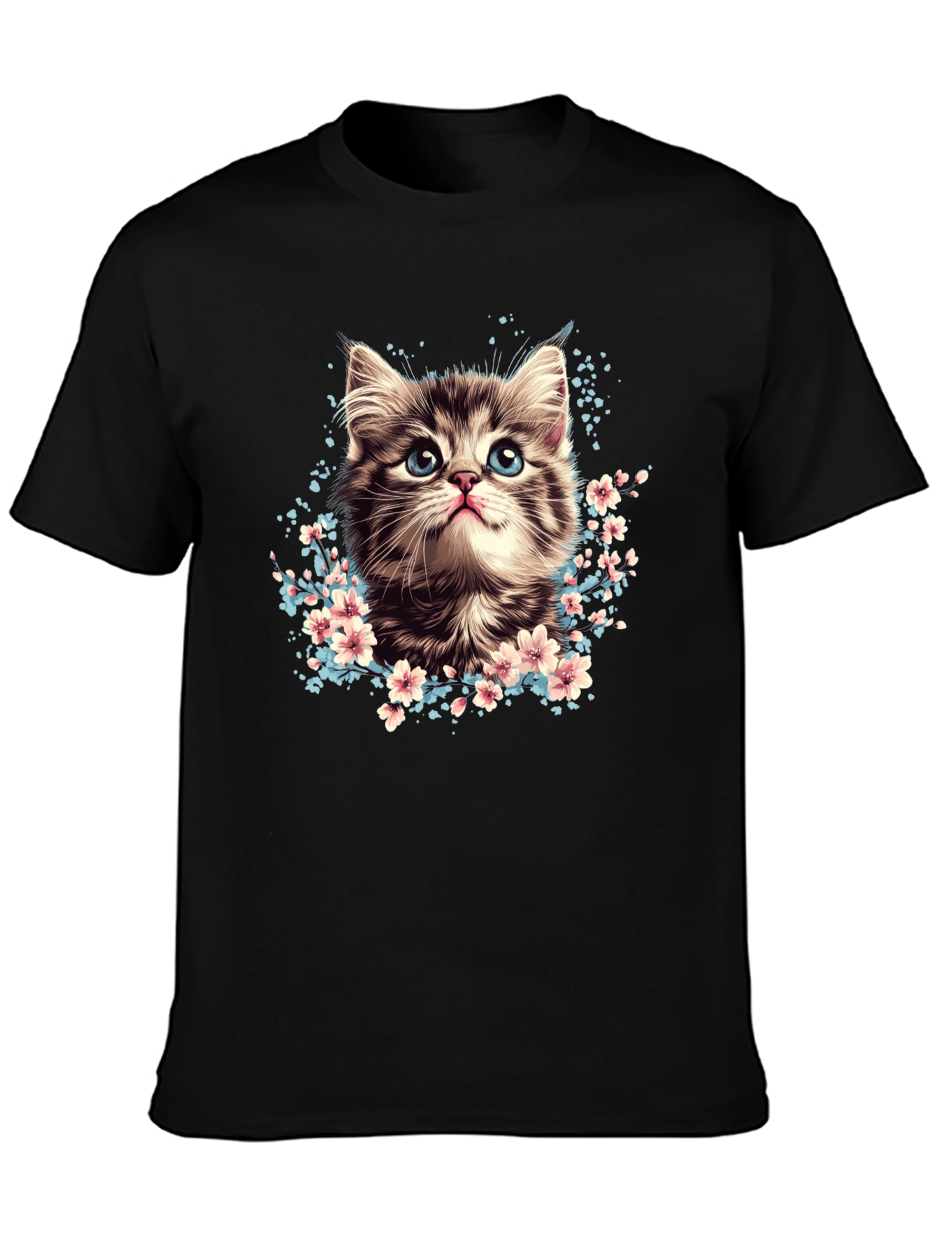 Cute Kitten T-Shirt - Floral Cat Tee