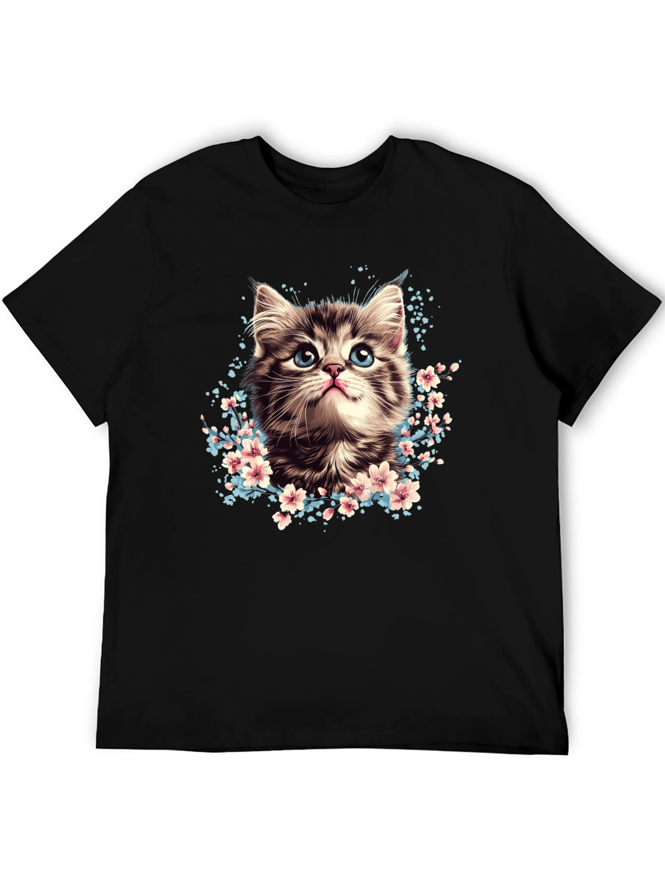 Cute Kitten T-Shirt - Floral Cat Tee
