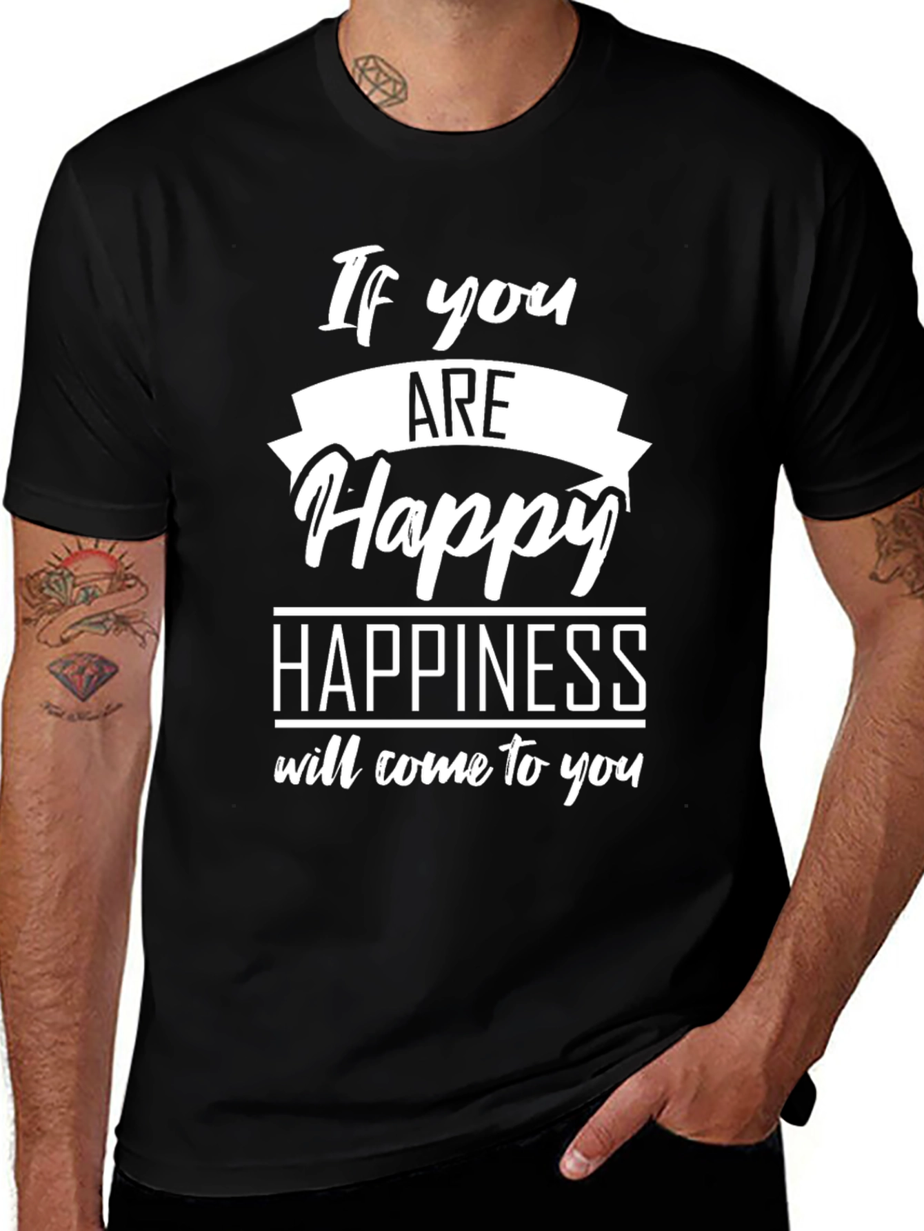 If You Are Happy Graphic T-Shirt - Black