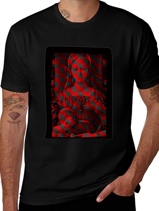 Madonna & Child Red Glitch Black T-Shirt
