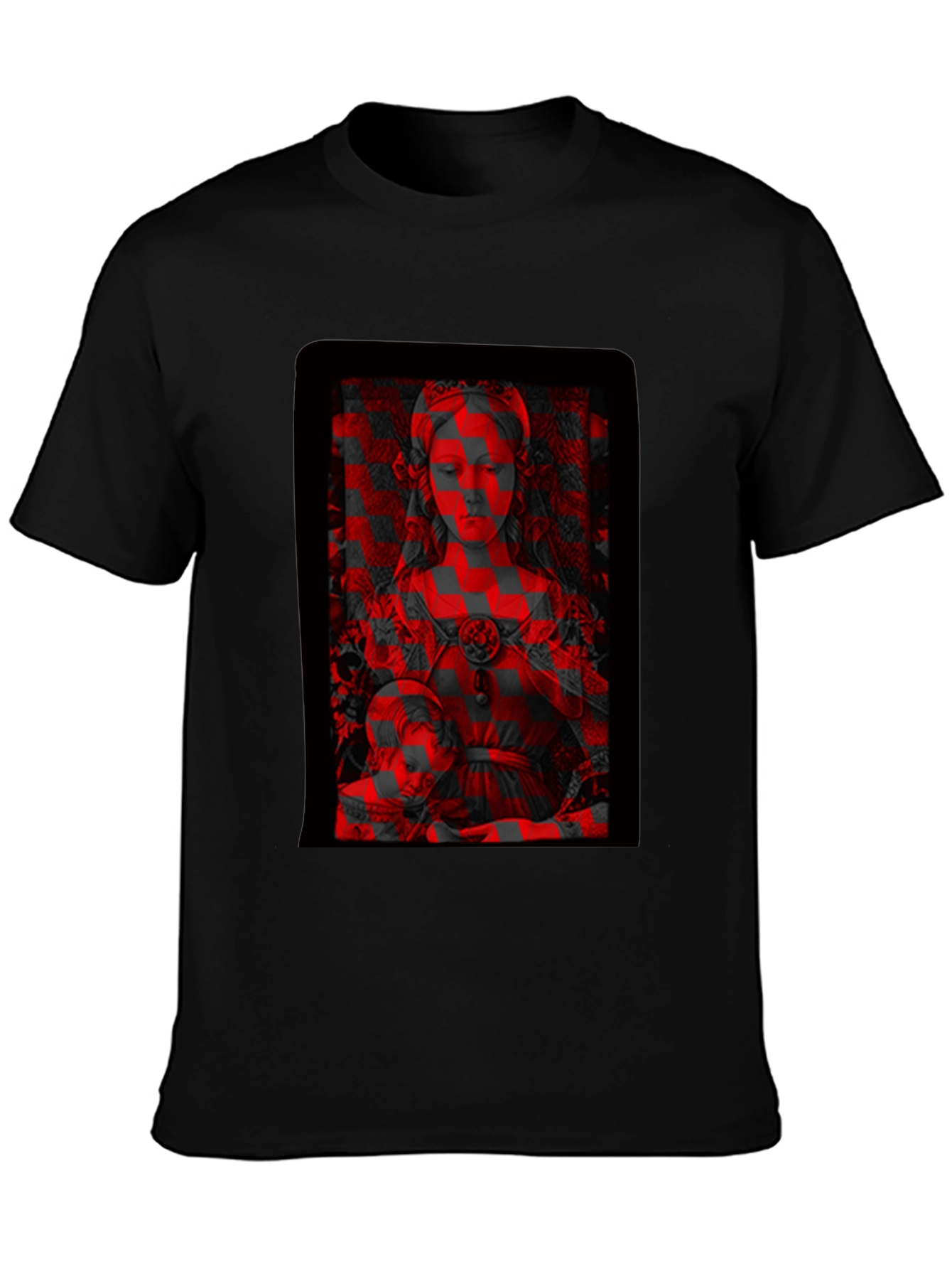 Madonna & Child Red Glitch Black T-Shirt