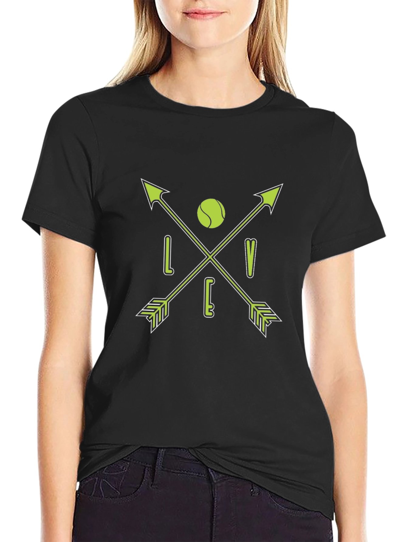 Tennis Love Arrows Graphic Black T-Shirt