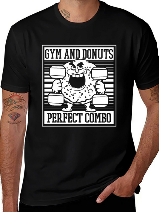 Gym and Donuts Perfect Combo Black T-Shirt