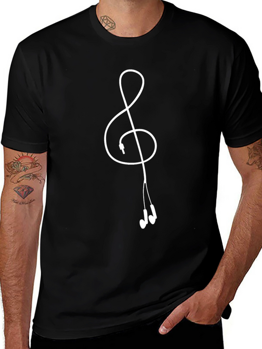 Music Lovers T-Shirt - Treble Clef Earbuds