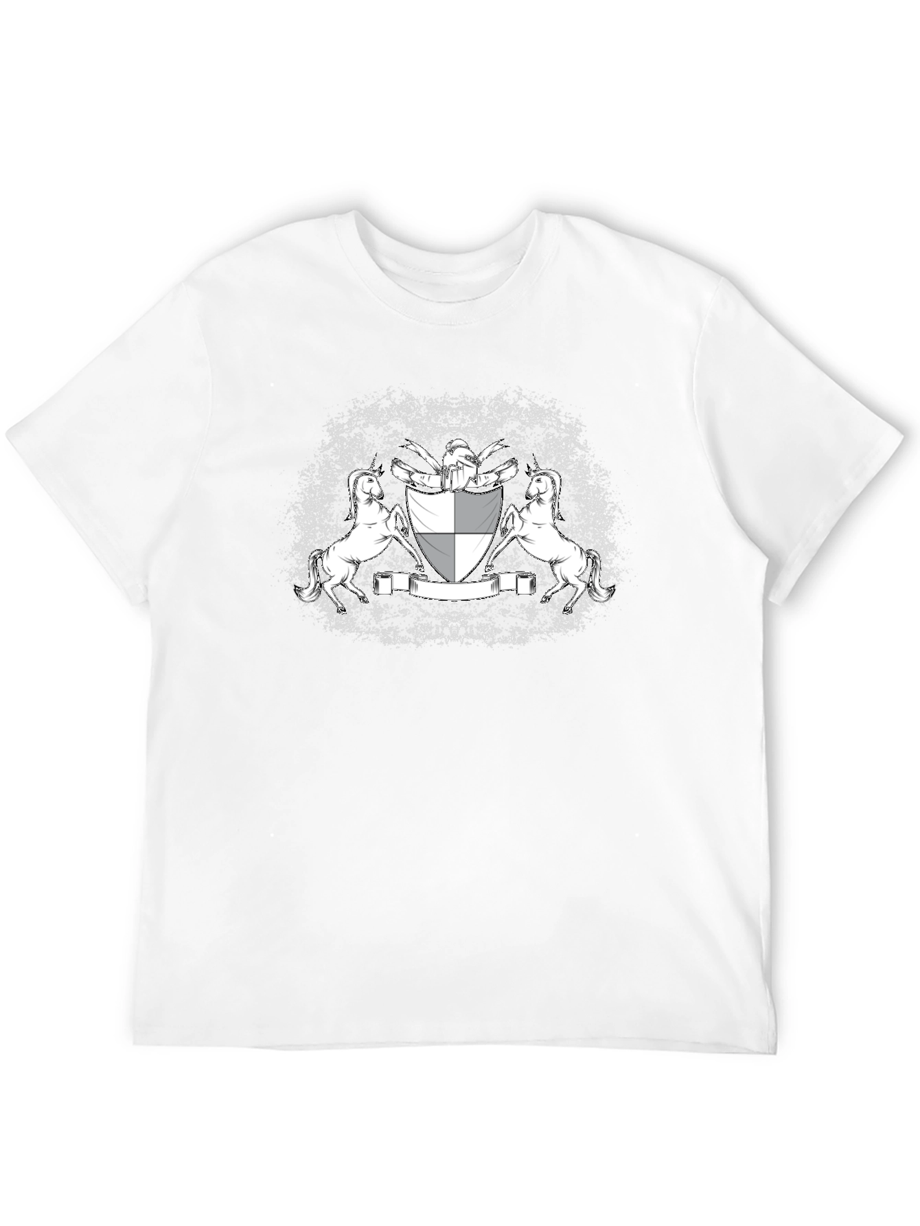 Black Graphic Tee: Unicorn Crest Design