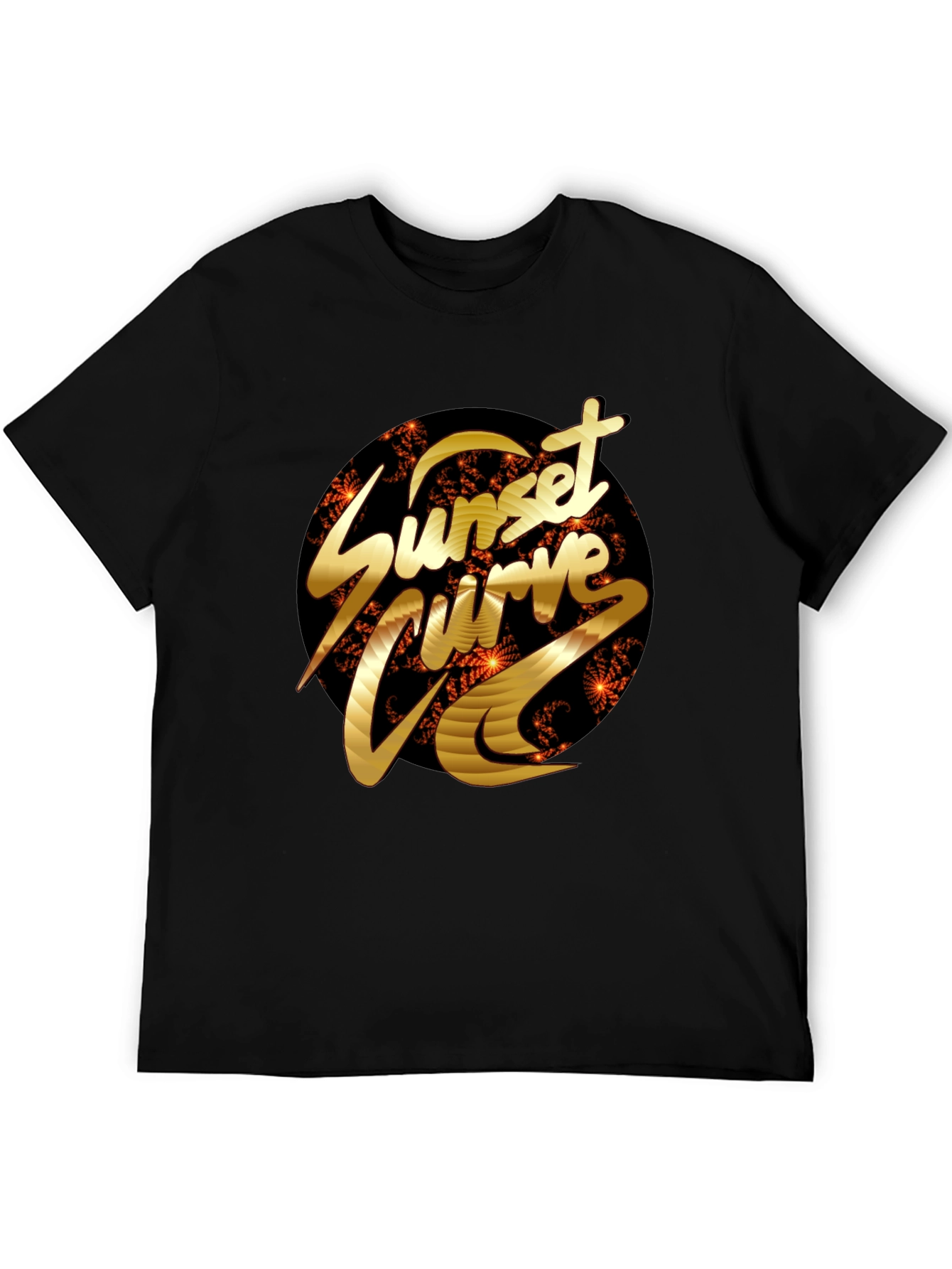Sunset Curve Graphic Tee - Black Cotton T-Shirt