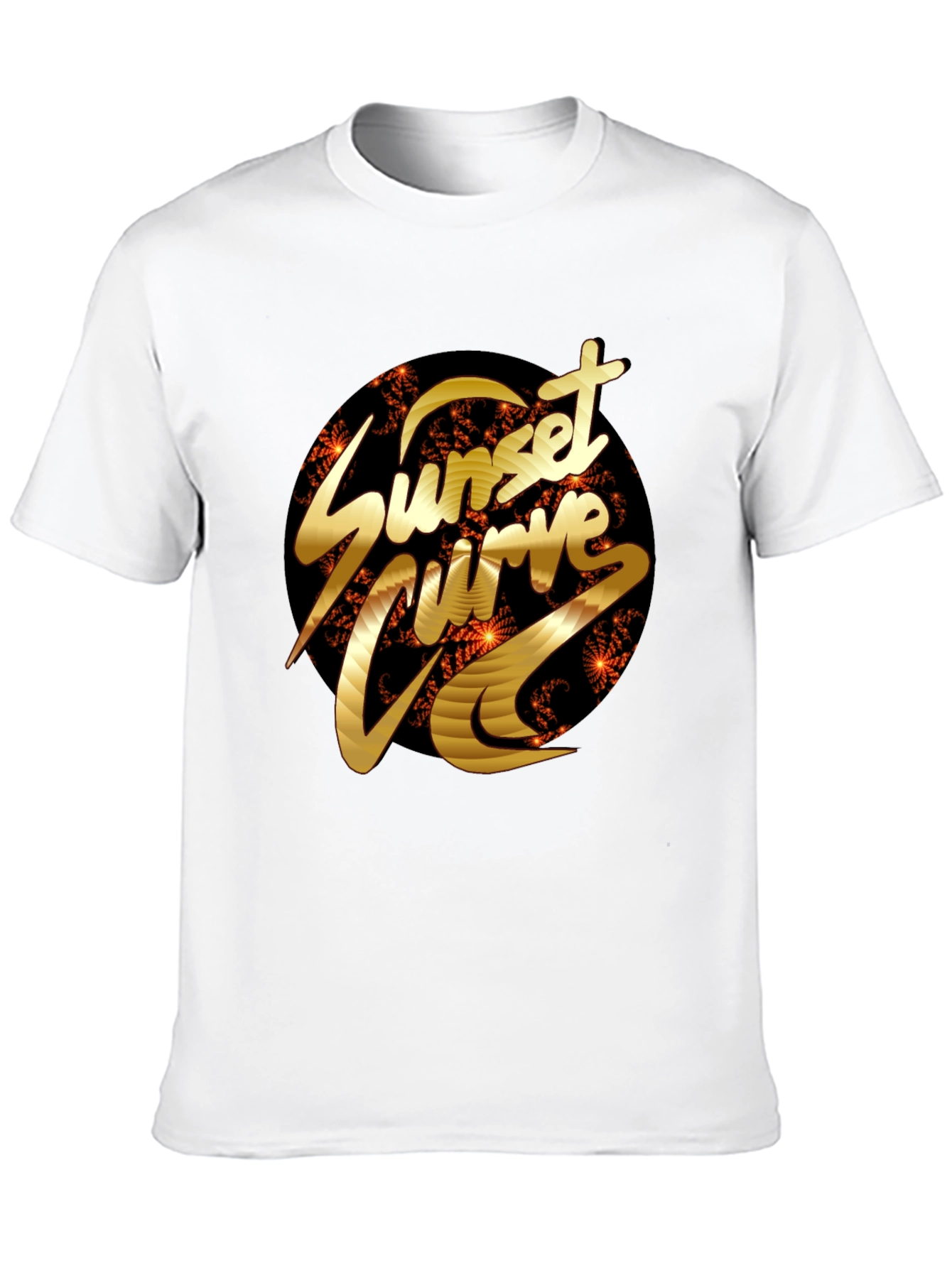 Sunset Curve Graphic Tee - Black Cotton T-Shirt