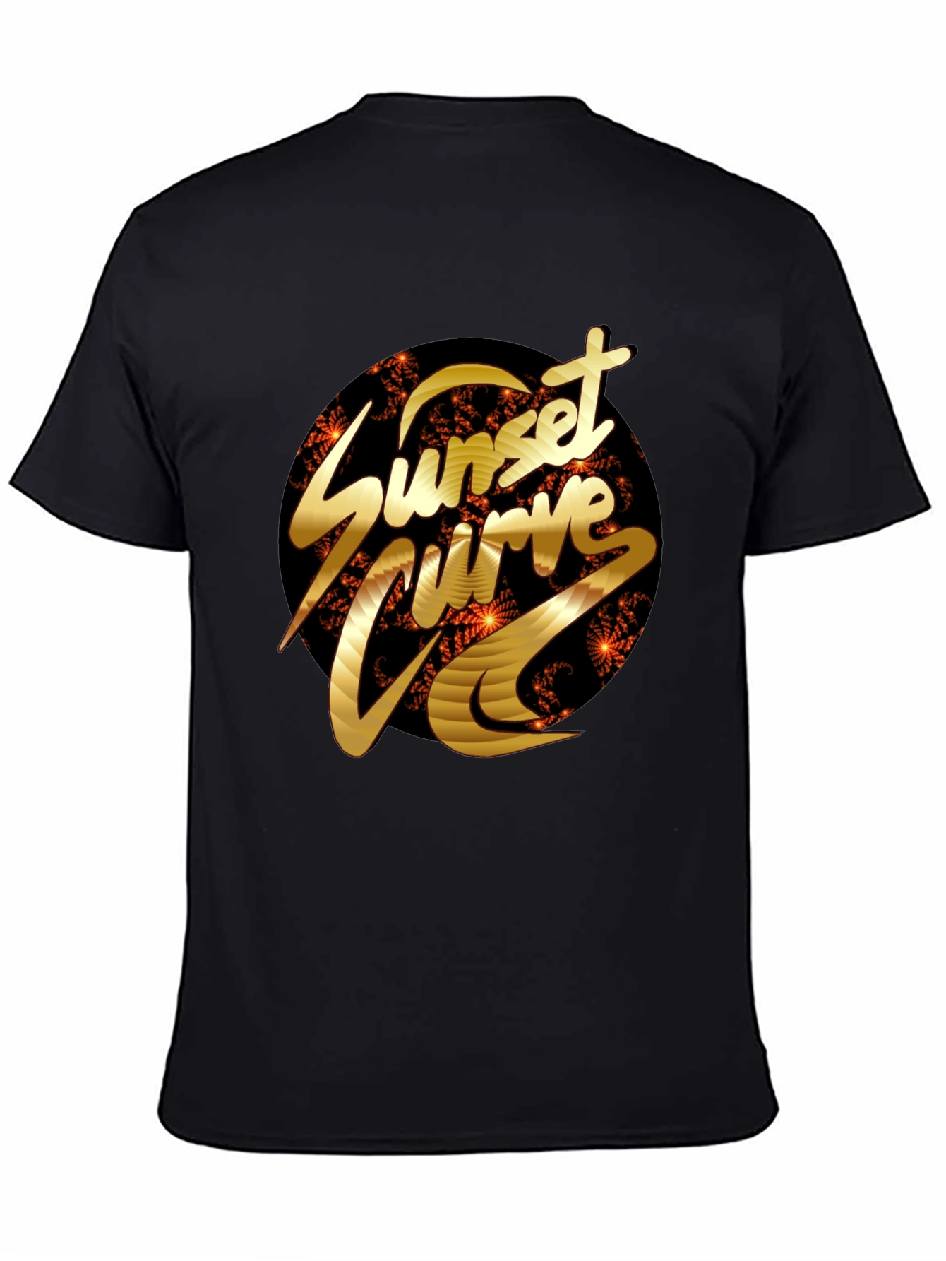 Sunset Curve Graphic Tee - Black Cotton T-Shirt