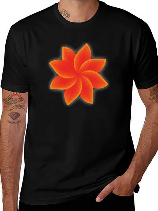 Modern Floral Graphic Tee - Stylish Black Cotton Blend Shirt