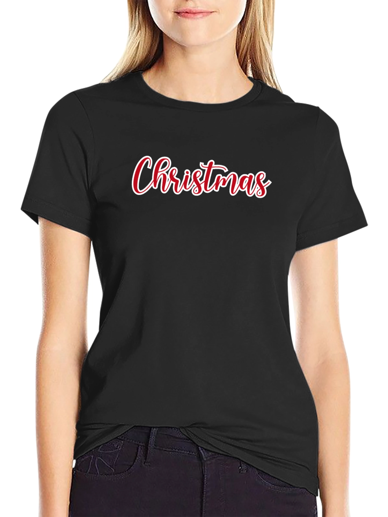 Christmas Script Black T-Shirt - Holiday Tee