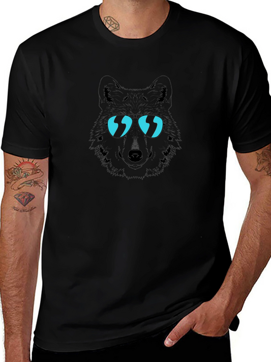 Cool Wolf Graphic Tee - Black Cotton T-Shirt
