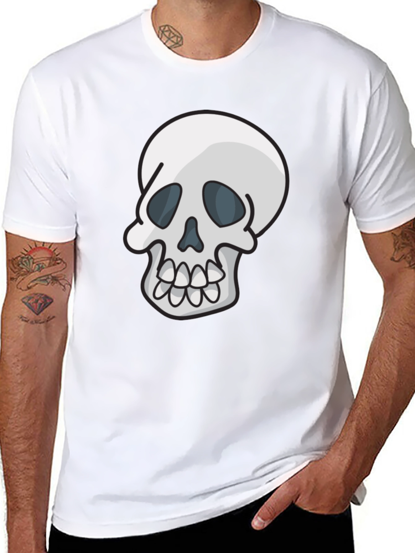 Skull Graphic Tee - Casual Black T-Shirt