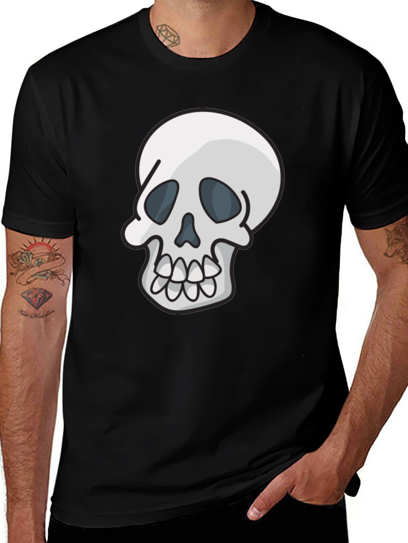 Skull Graphic Tee - Casual Black T-Shirt