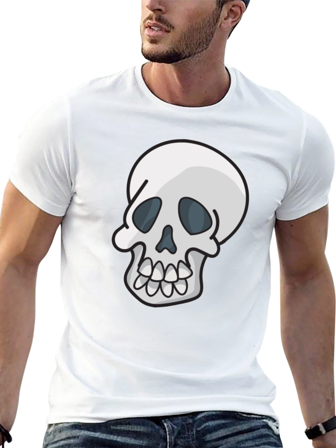 Skull Graphic Tee - Casual Black T-Shirt