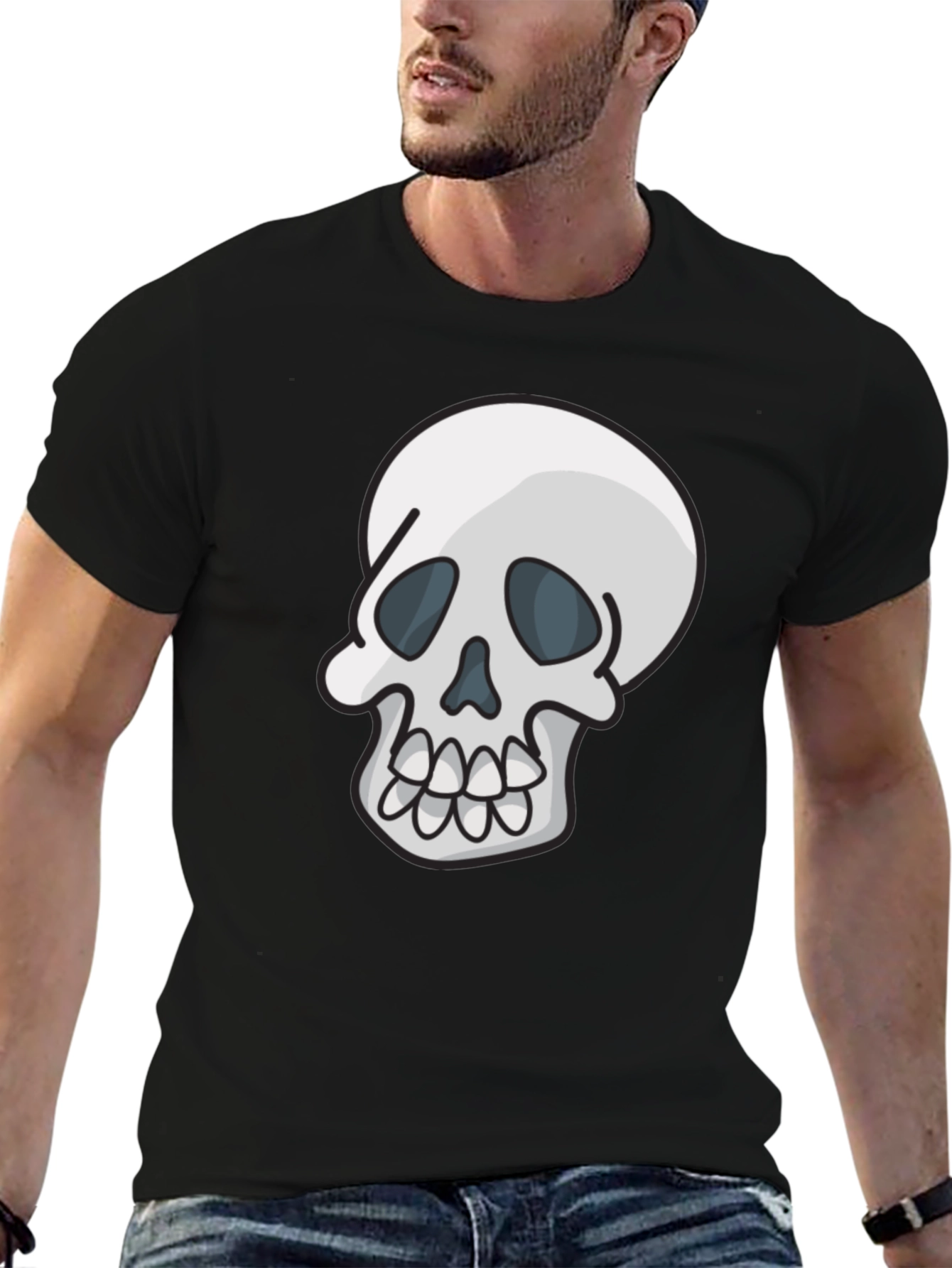 Skull Graphic Tee - Casual Black T-Shirt