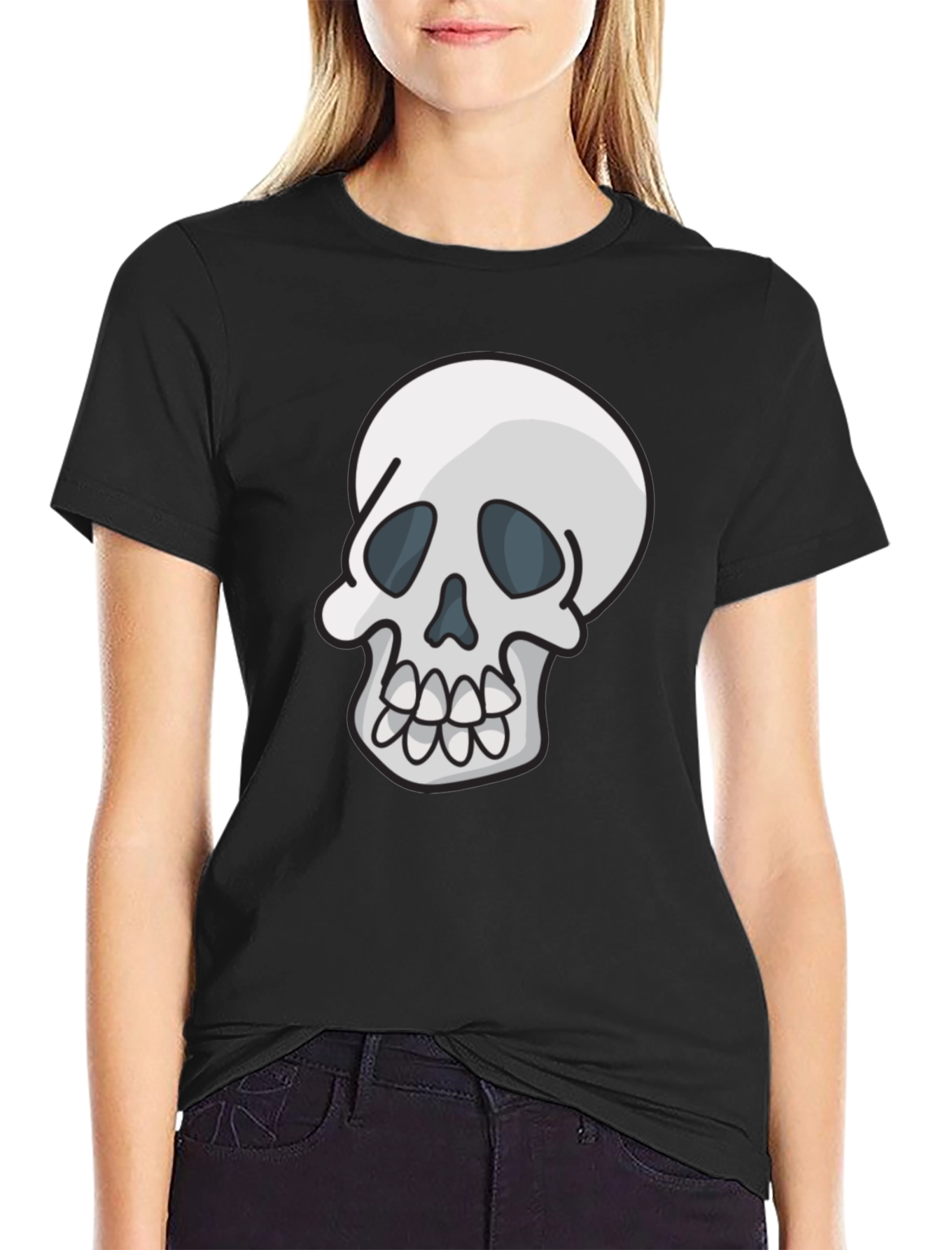 Skull Graphic Tee - Casual Black T-Shirt