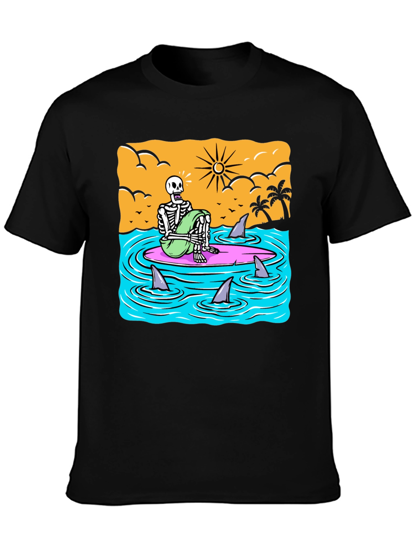 Surf Skeleton T-Shirt - Beach Graphic Tee