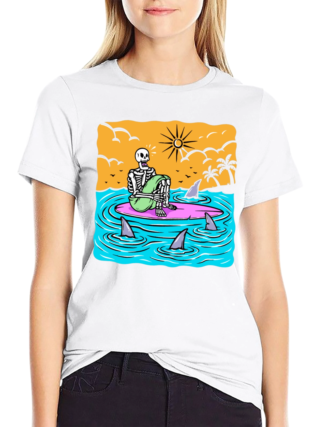 Surf Skeleton T-Shirt - Beach Graphic Tee