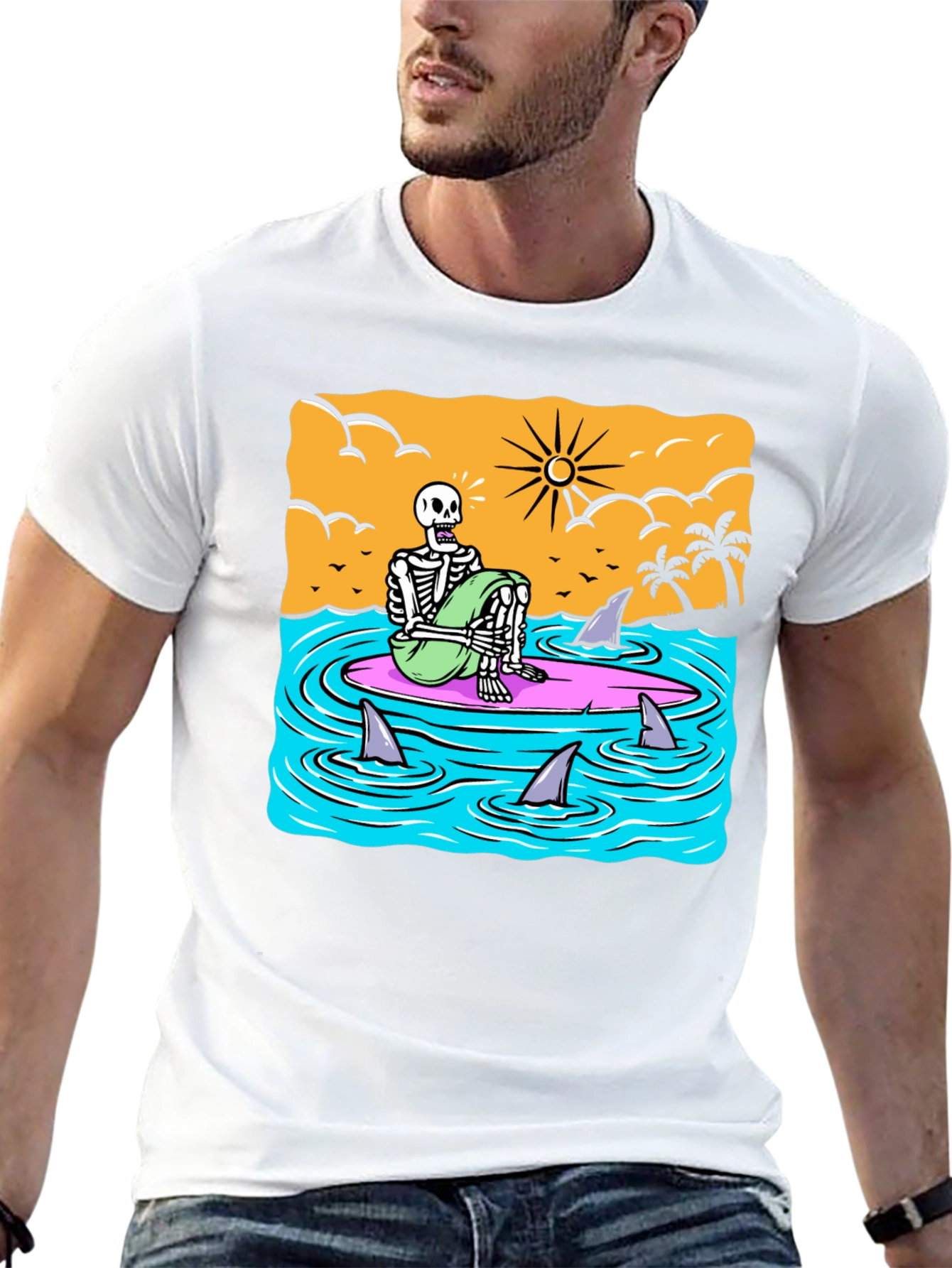 Surf Skeleton T-Shirt - Beach Graphic Tee