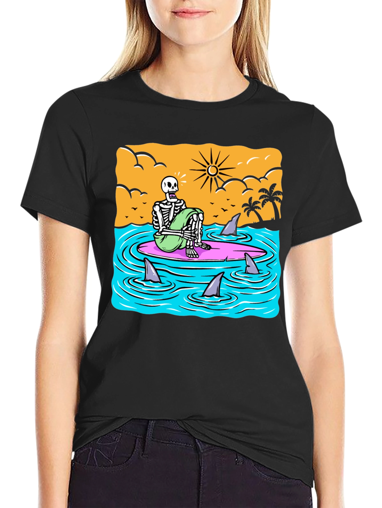 Surf Skeleton T-Shirt - Beach Graphic Tee