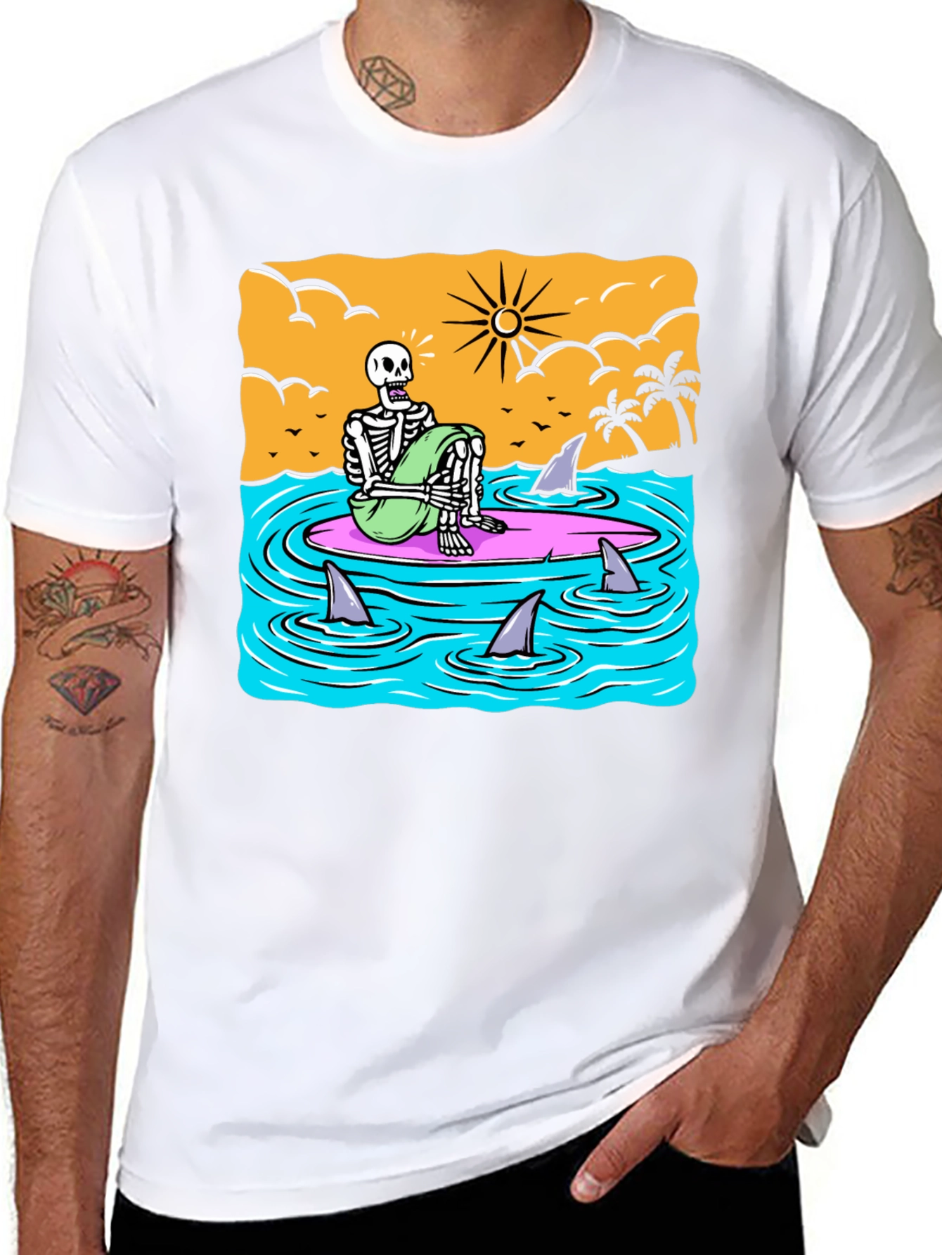 Surf Skeleton T-Shirt - Beach Graphic Tee