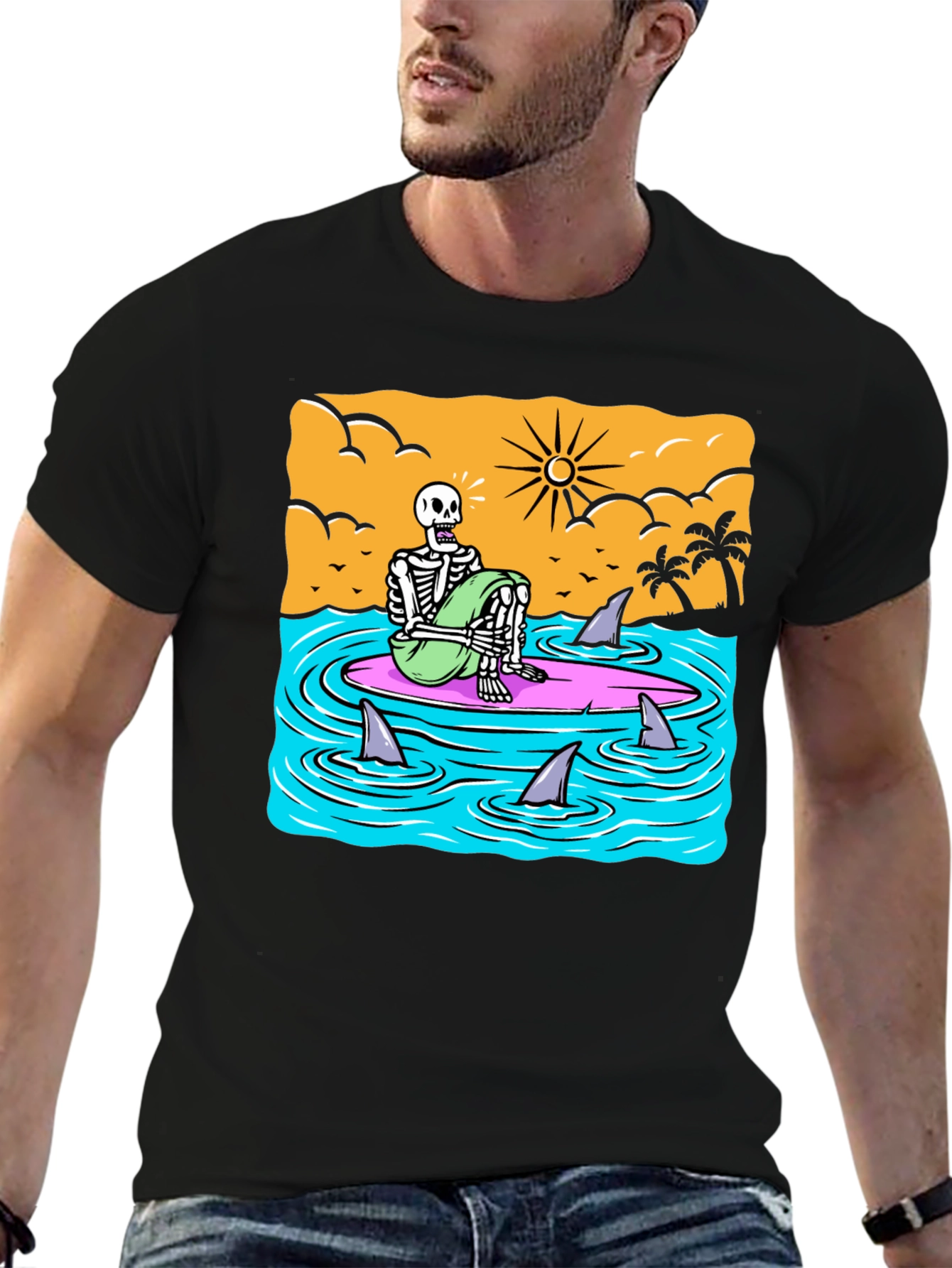 Surf Skeleton T-Shirt - Beach Graphic Tee