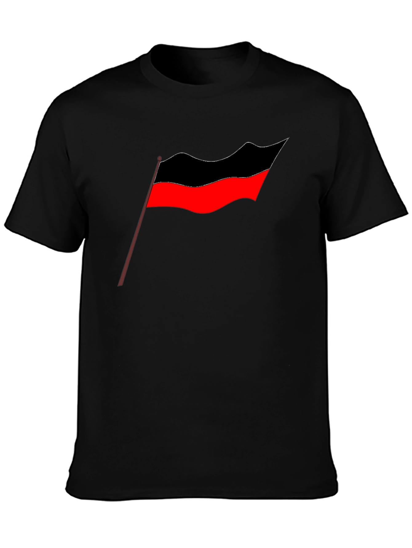 Bold Graphic Tee - Red and Black Flag Design
