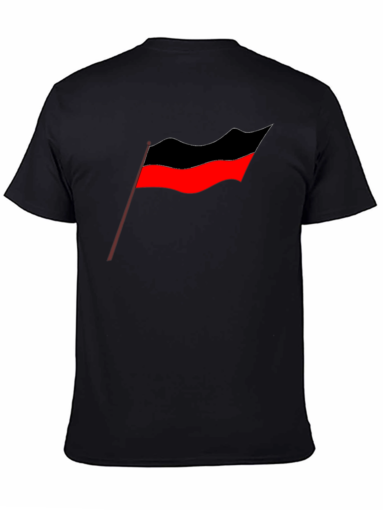 Bold Graphic Tee - Red and Black Flag Design