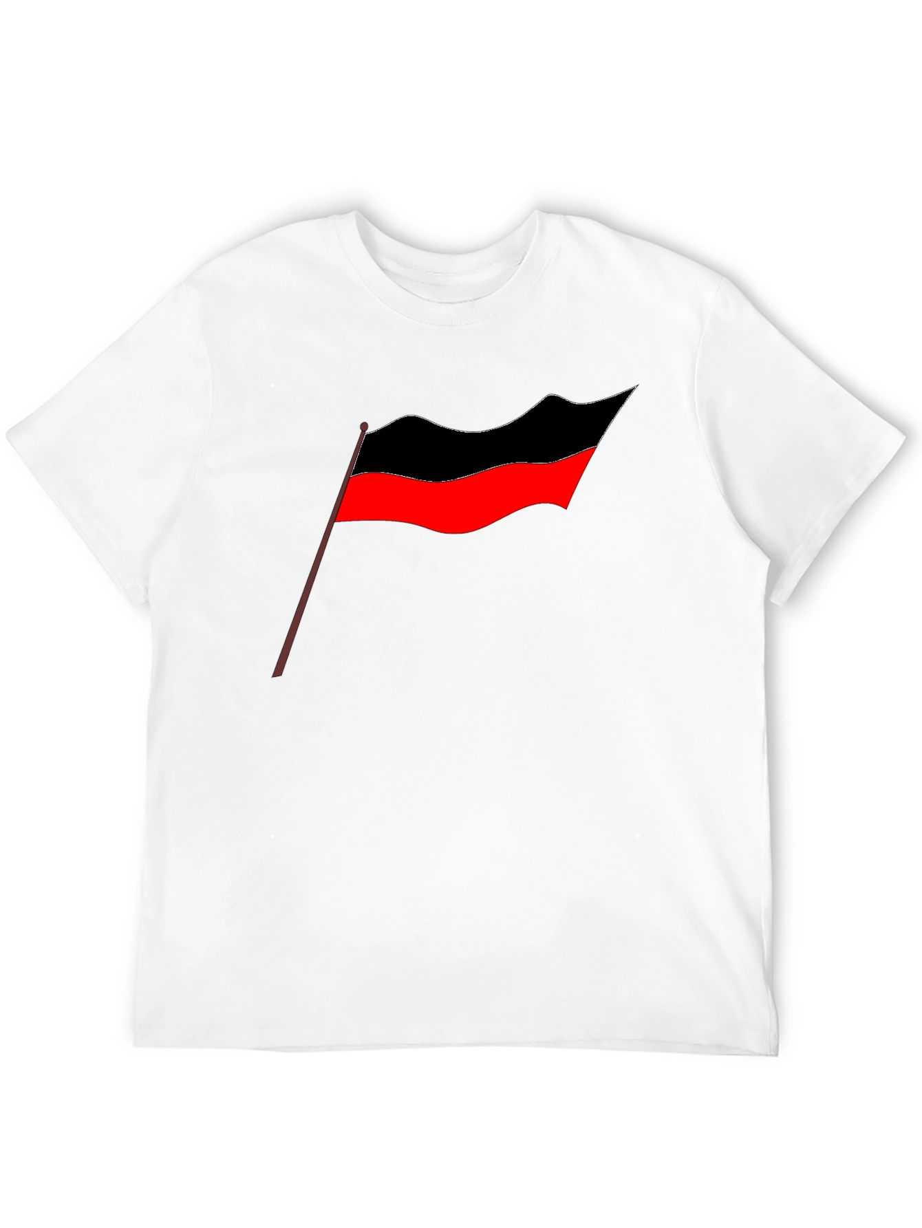 Bold Graphic Tee - Red and Black Flag Design