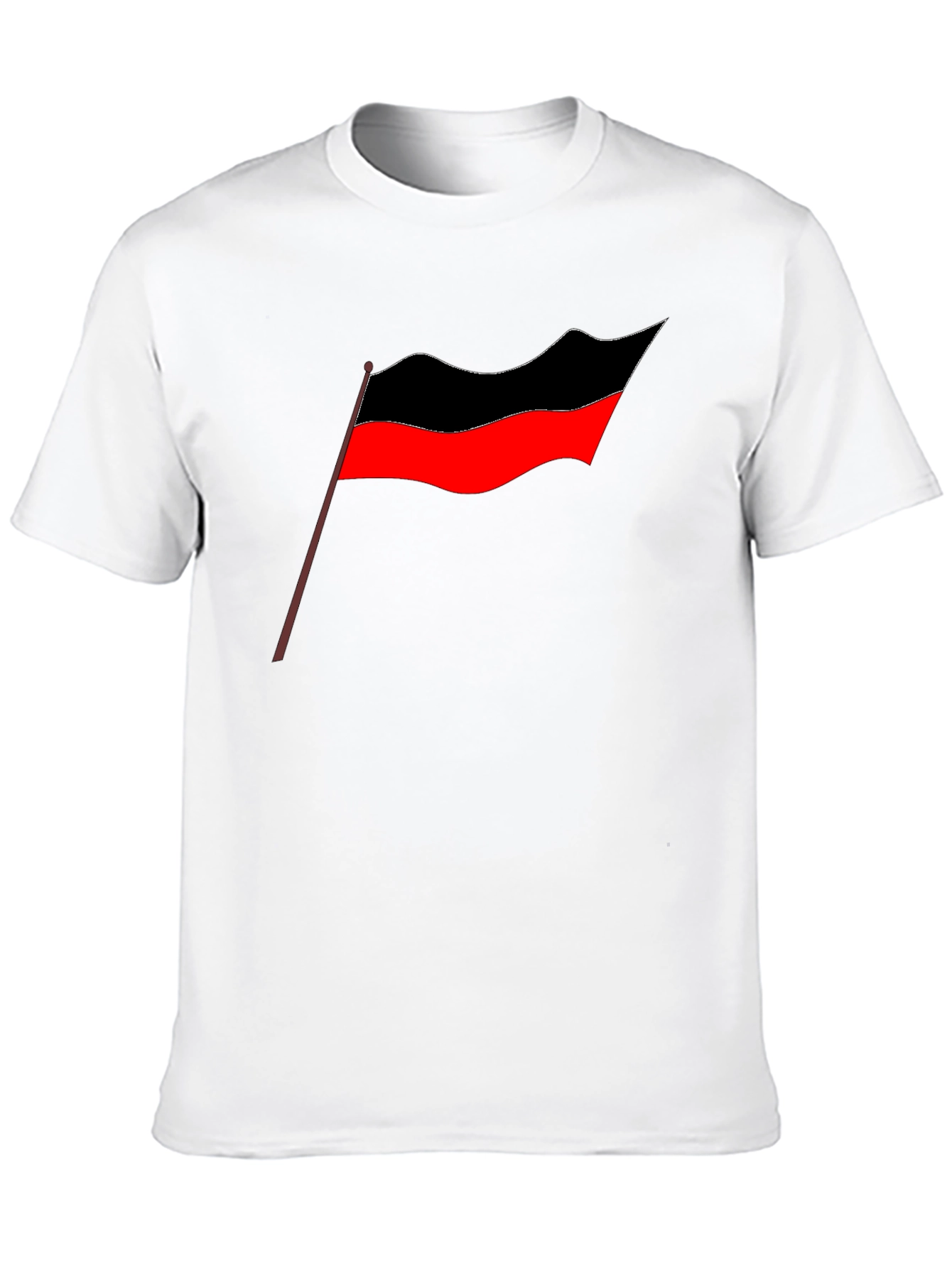 Bold Graphic Tee - Red and Black Flag Design