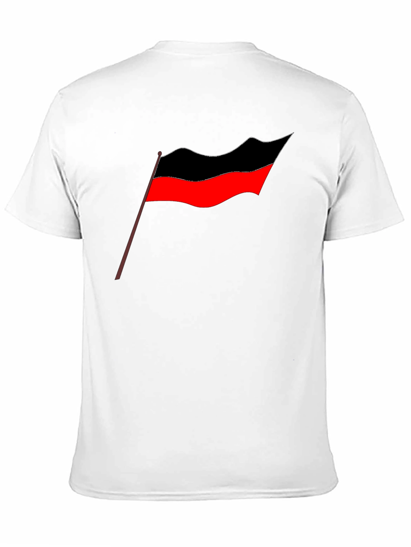 Bold Graphic Tee - Red and Black Flag Design
