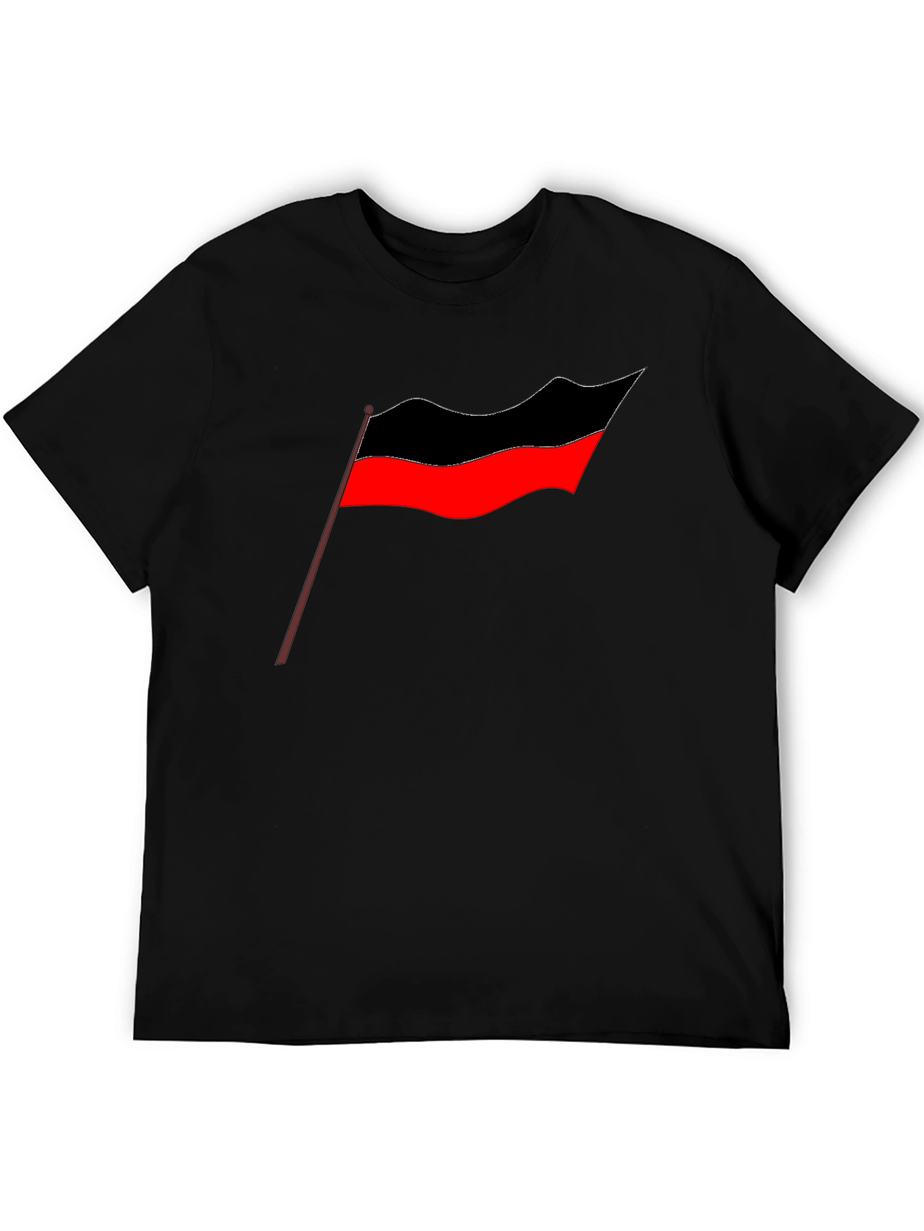 Bold Graphic Tee - Red and Black Flag Design