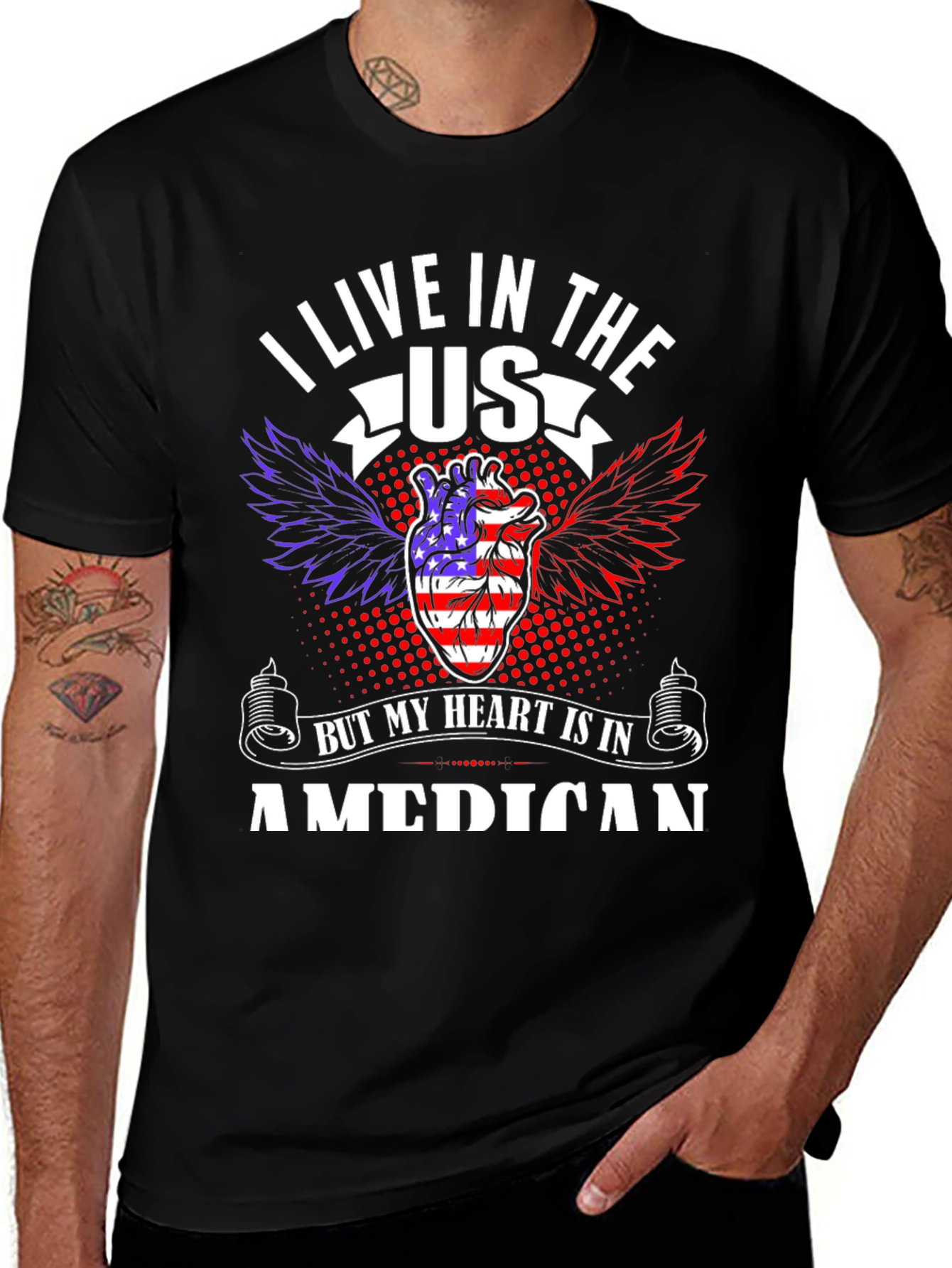 Patriotic Heart USA Mens T-Shirt