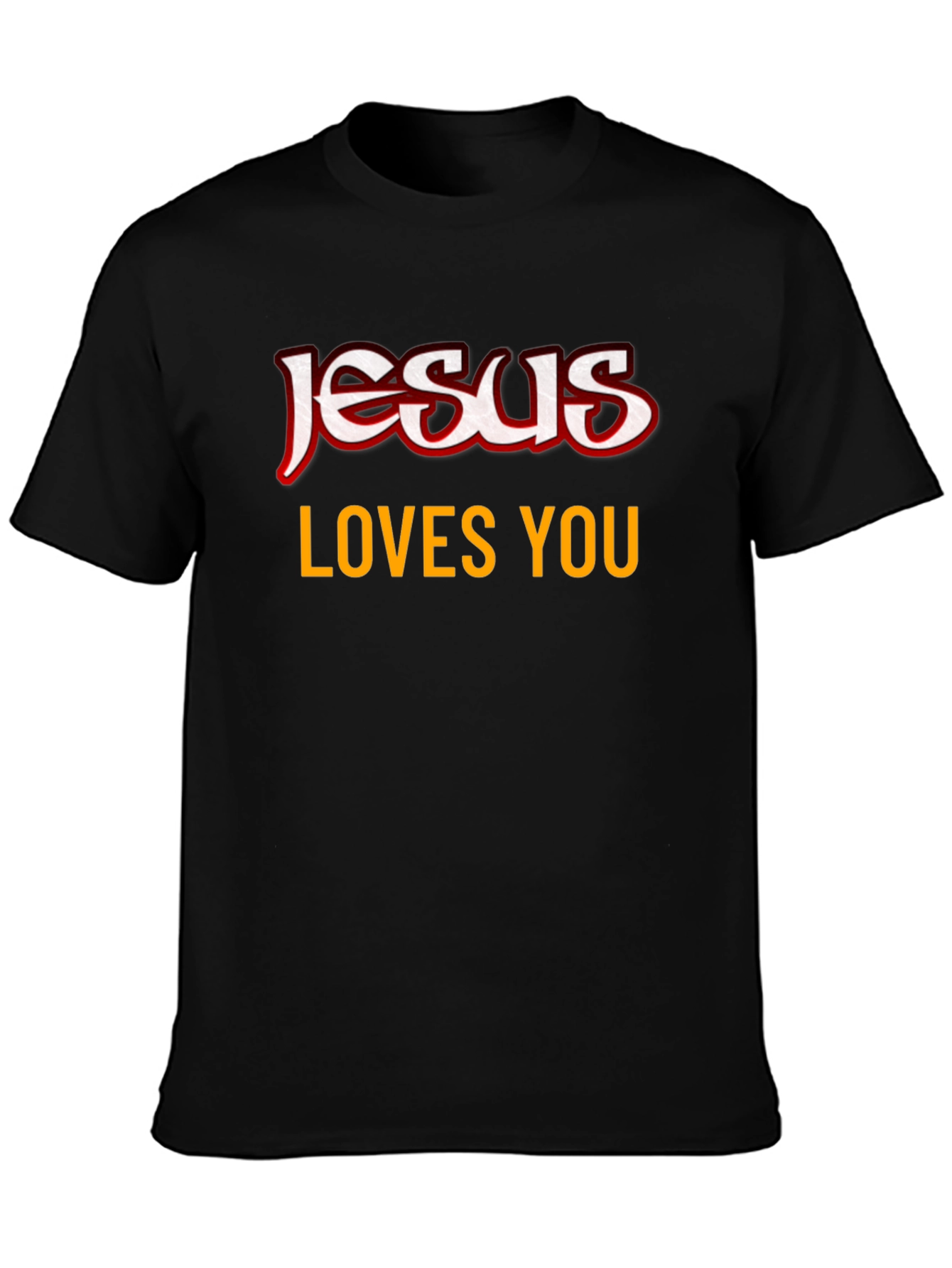 Jesus Loves You Graphic Black T-Shirt