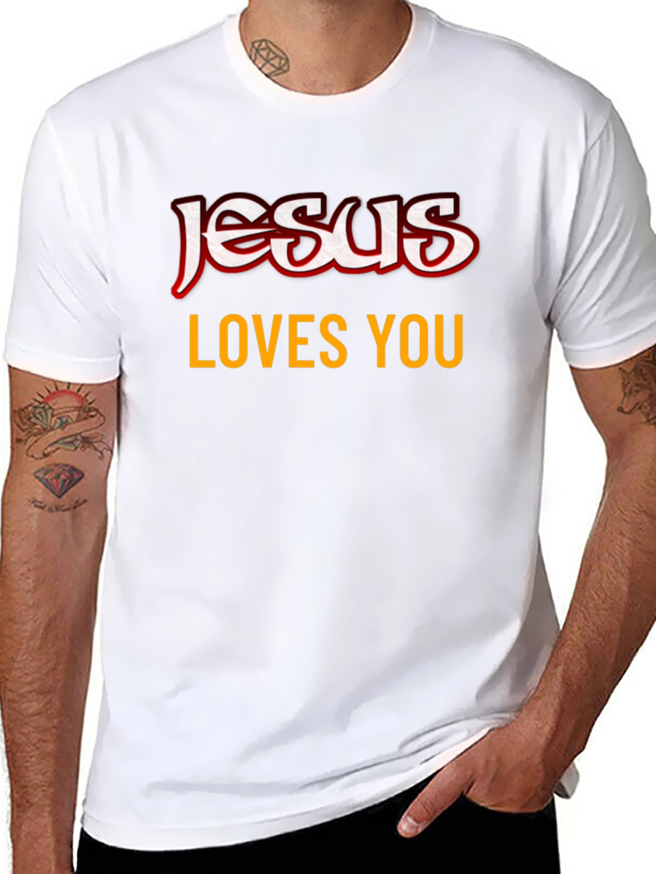 Jesus Loves You Graphic Black T-Shirt